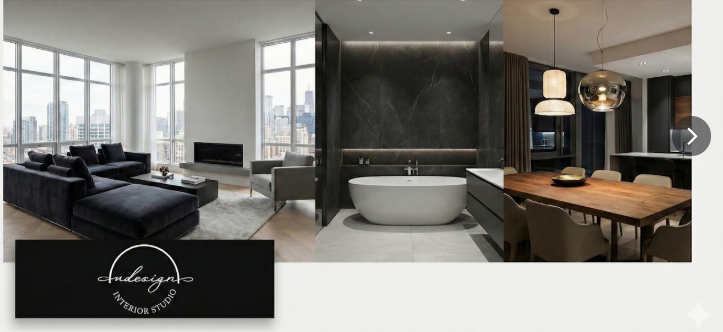 Penthouse Triptych — Living, Bath, Dining